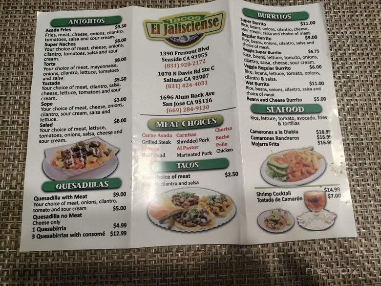 Tacos El Jalisciense - San Jose, CA menu_pic
