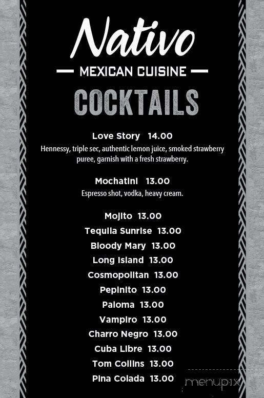 Nativo Mexican Cuisine - Bannockburn, IL menu_pic