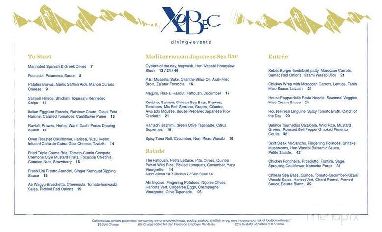 Xebec - San Francisco, CA menu_pic