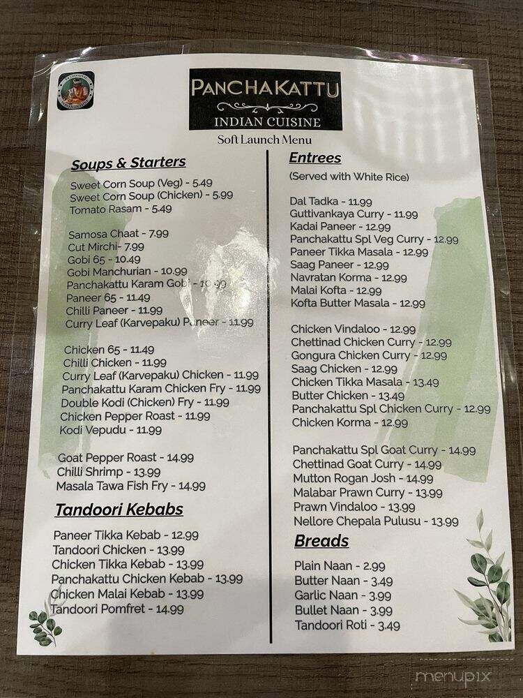 Panchakattu - Chandler, AZ menu_pic