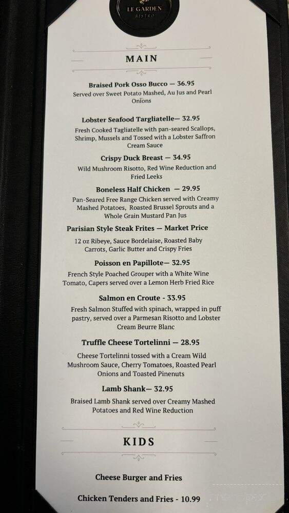 Le Garden Bistro - Dade City, FL menu_pic