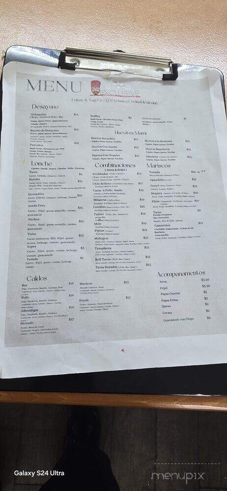 Exclusive Cocina Mexicana - Montebello, CA menu_pic