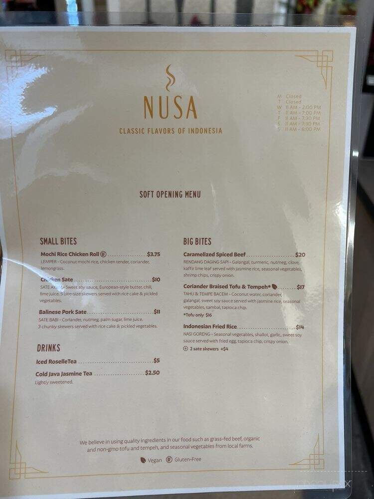 Nusa - Emeryville, CA menu_pic