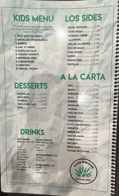 Casa Amigos - Tulsa, OK menu_pic