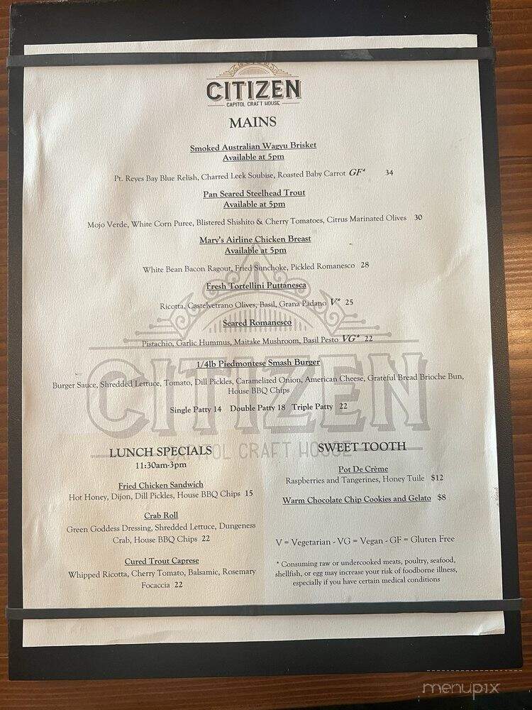 Citizen Capitol Craft House - Sacramento, CA menu_pic