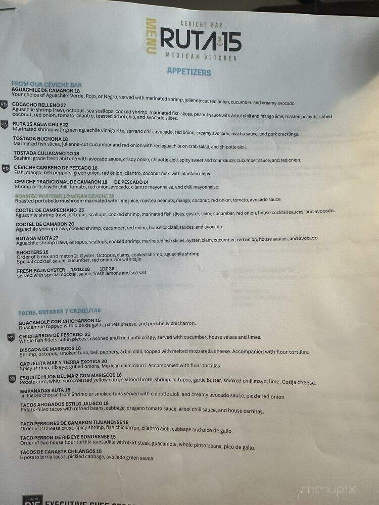 Ruta 15 Ceviche Bar Mexican Kitchen - Long Beach, CA menu_pic