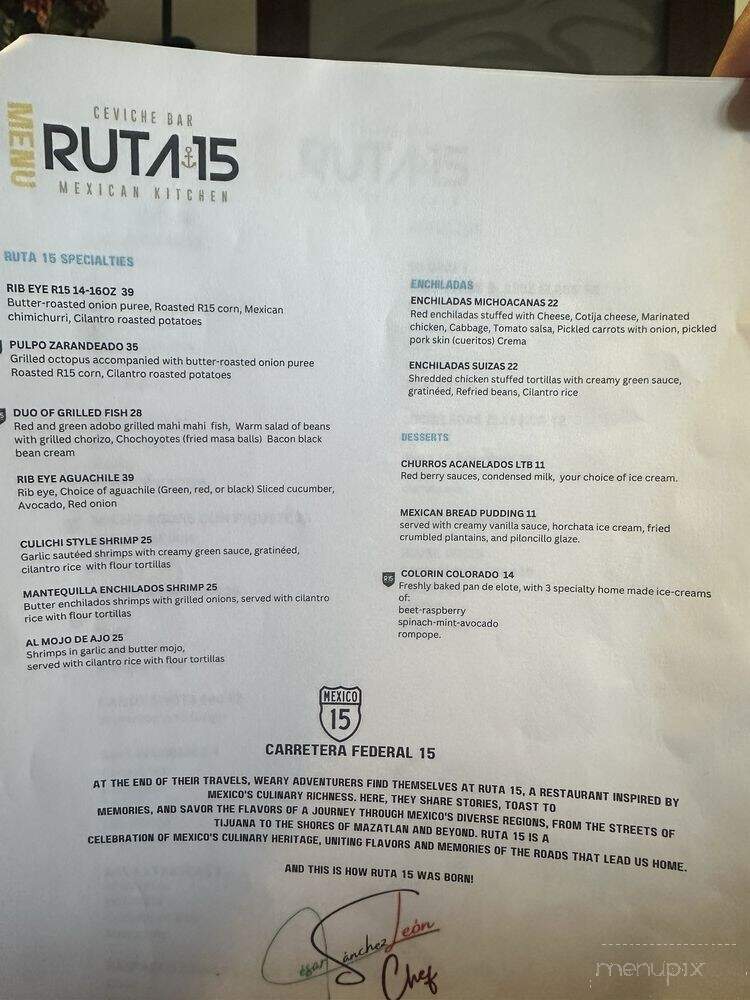 Ruta 15 Ceviche Bar Mexican Kitchen - Long Beach, CA menu_pic