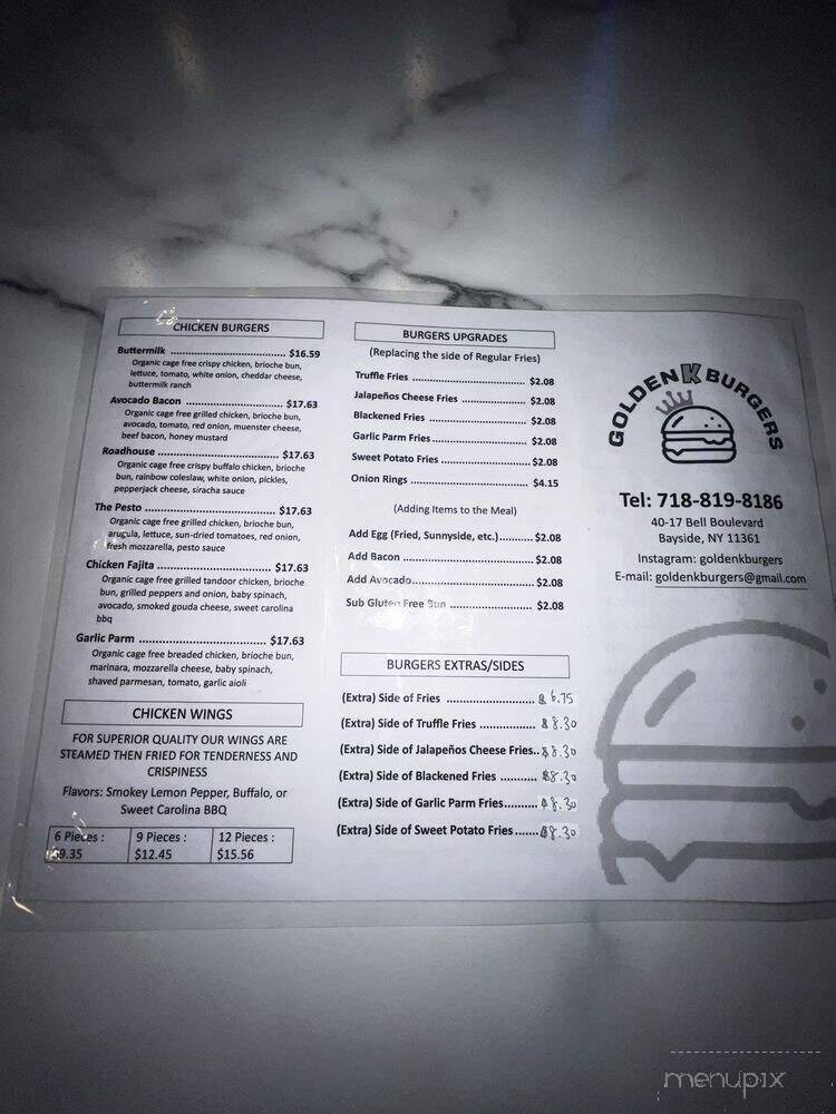 Golden K Burgers - New York, NY menu_pic