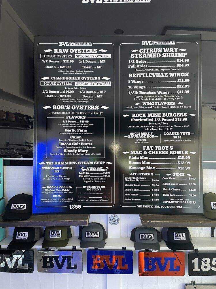 BVL Oyster Bar - Brooksville, FL menu_pic