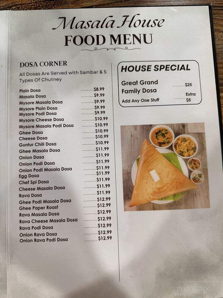 Masala House Indian Restaurant - San Diego, CA menu_pic