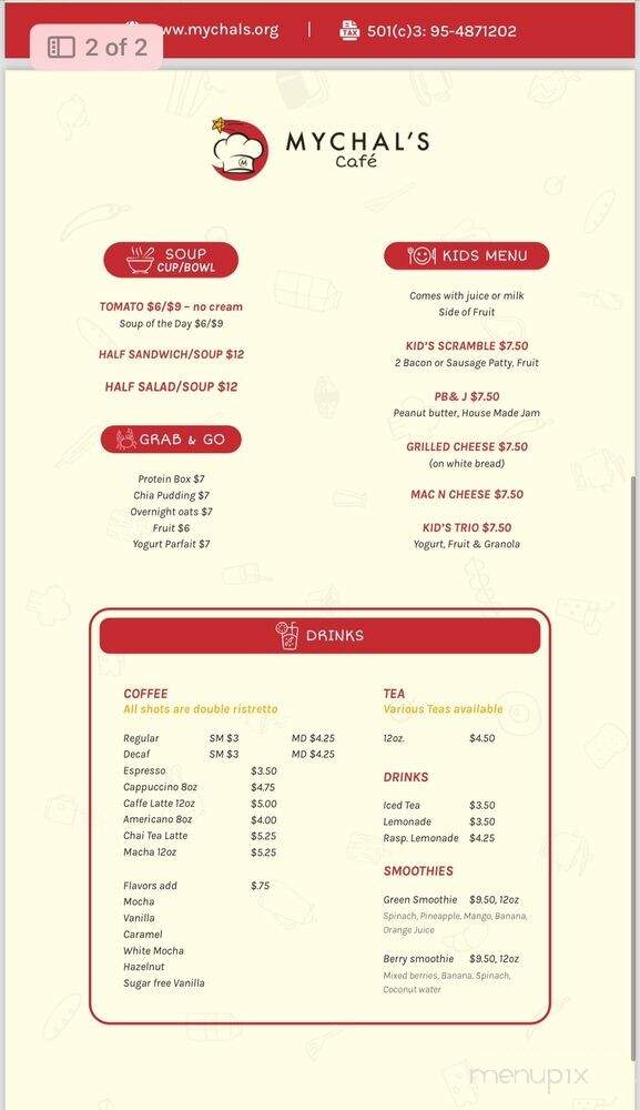 Mychal's Cafe - Redondo Beach, CA menu_pic