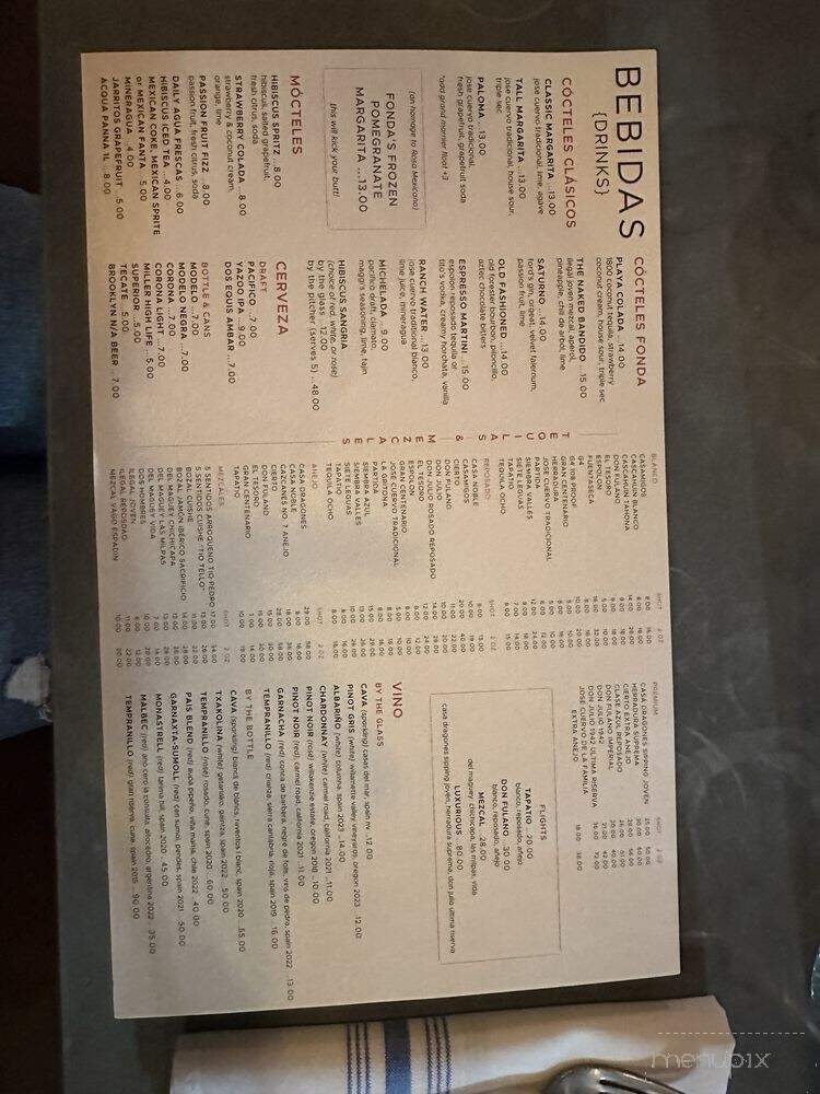 Fonda On 12th - Nashville, TN menu_pic
