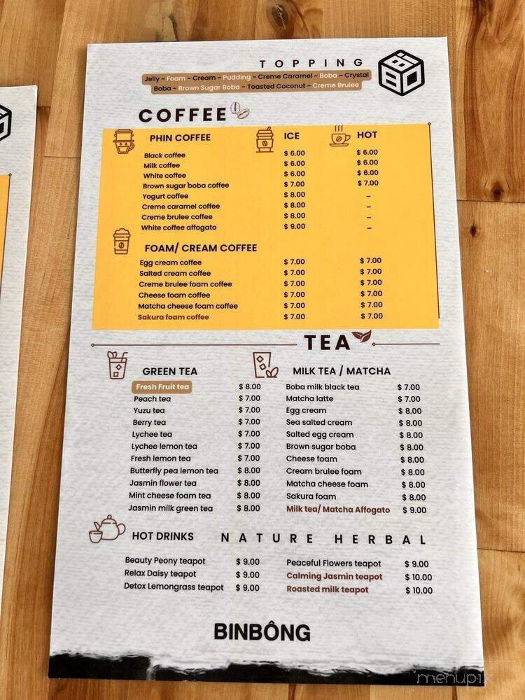 BinBong - Orlando, FL menu_pic
