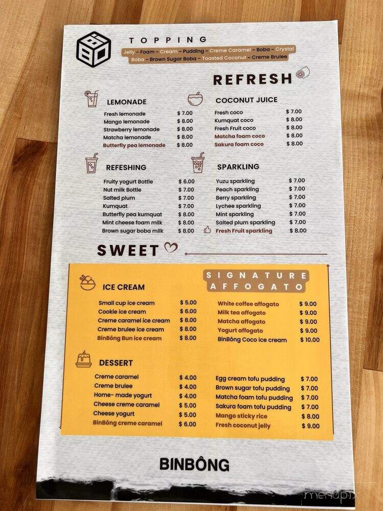 BinBong - Orlando, FL menu_pic