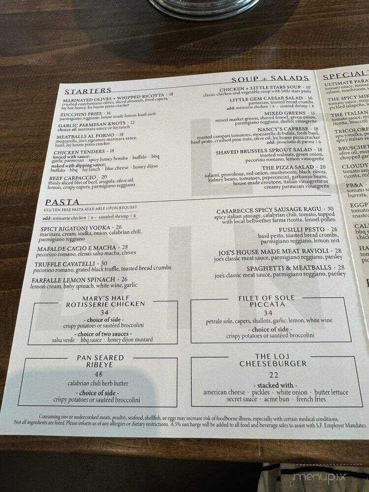 Little Original Joe's - San Francisco, CA menu_pic