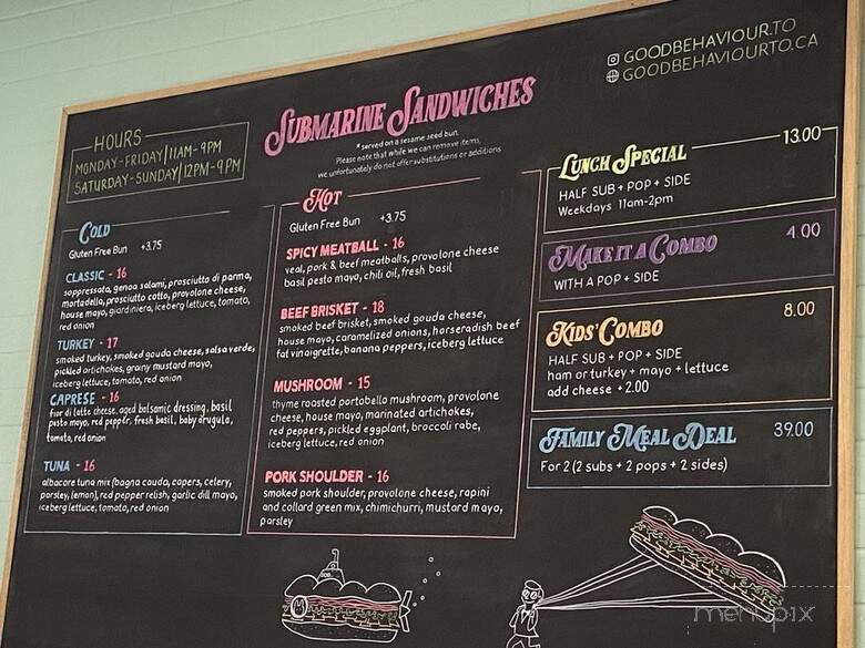 Good Behaviour - Toronto, ON menu_pic