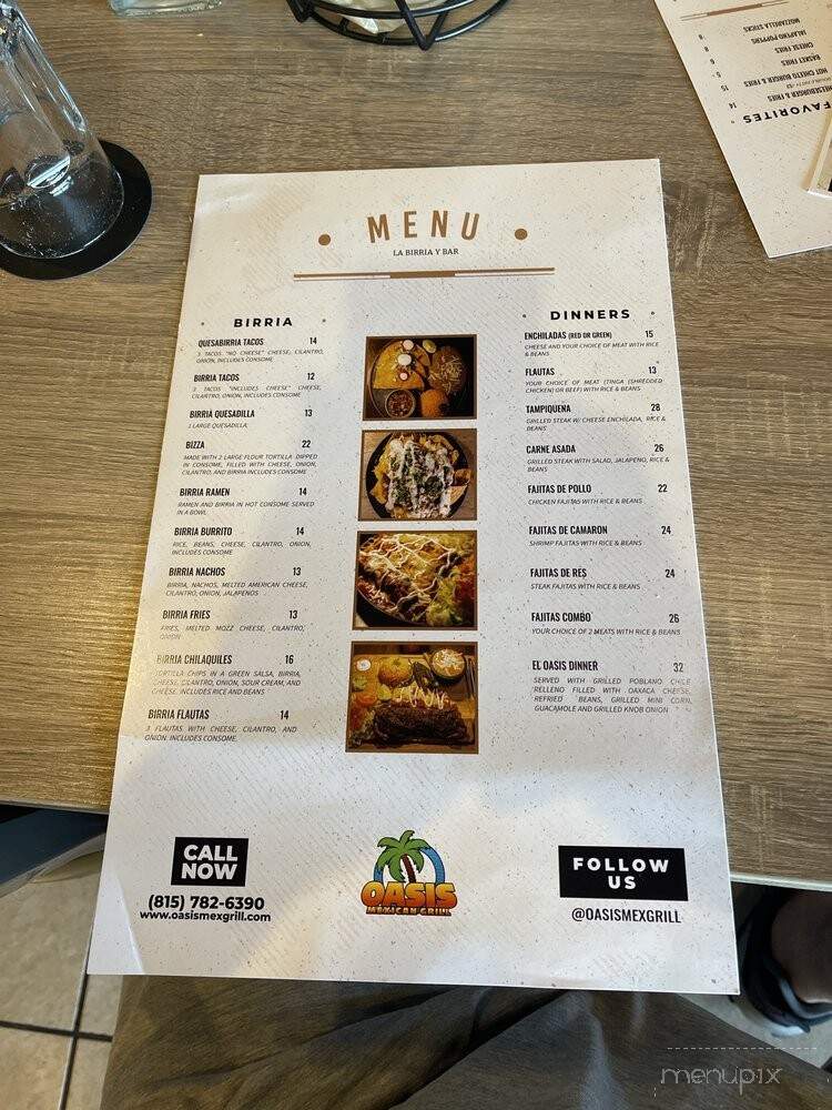Oasis Mexican Grill - Lockport, IL menu_pic