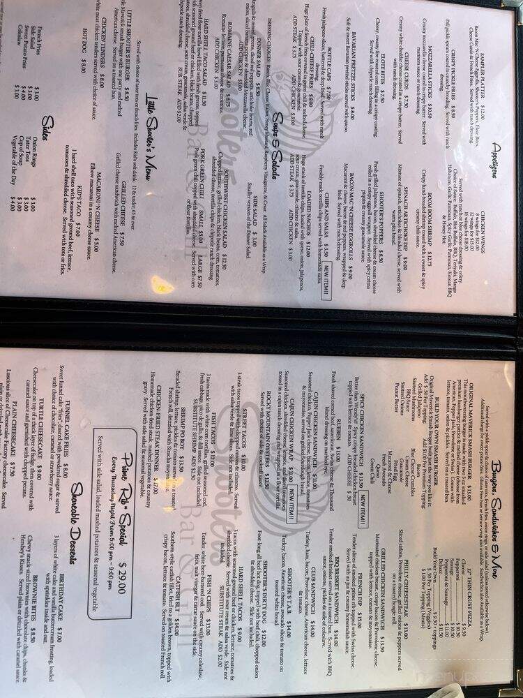 Shooters Bar & Grill - Byers, CO menu_pic