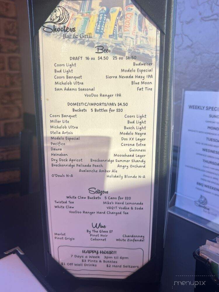 Shooters Bar & Grill - Byers, CO menu_pic