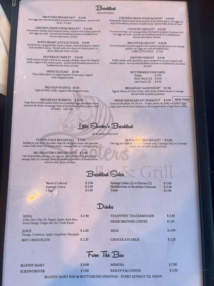 Shooters Bar & Grill - Byers, CO menu_pic