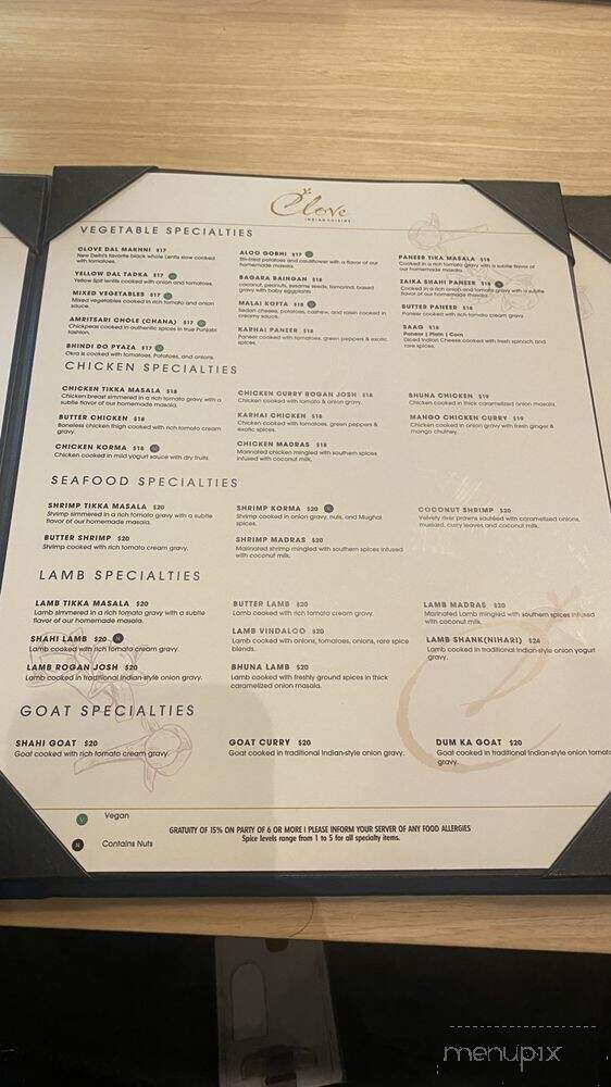 Clove Indian Cuisine - Renton, WA menu_pic