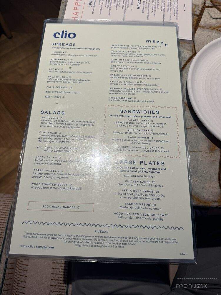 Clio - Omaha, NE menu_pic