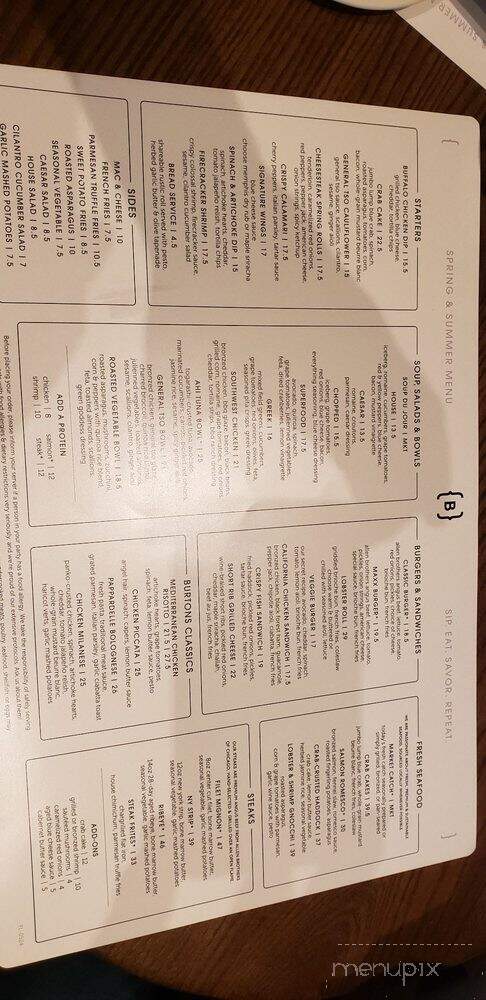 Burtons Grill & Bar - Plantation, FL menu_pic