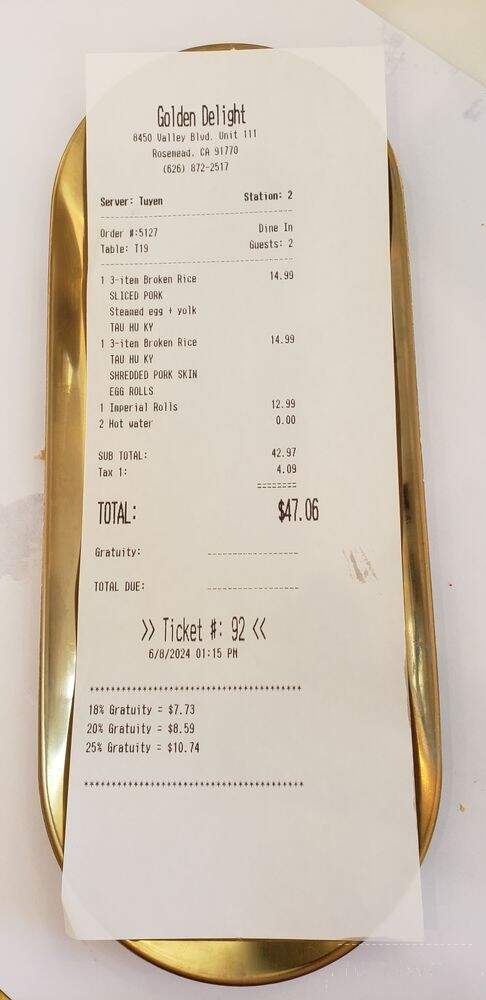 Golden Delight - Rosemead, CA menu_pic