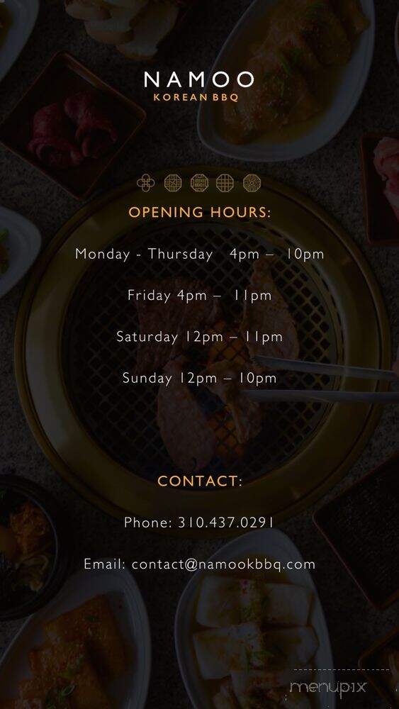Namoo Korean BBQ - Marina Del Rey, CA menu_pic