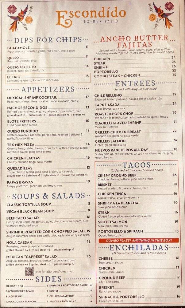 Escondido - Dallas, TX menu_pic