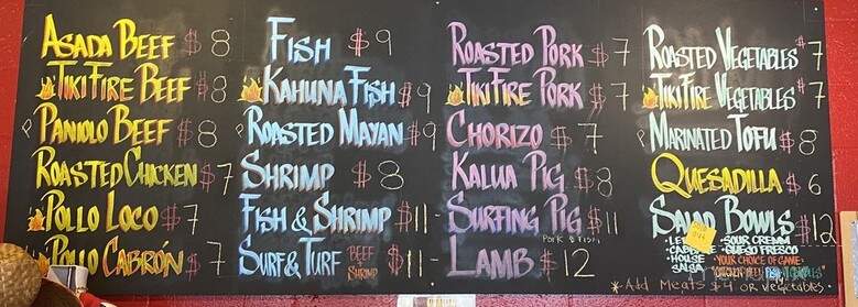 Tiki Tacos - Waimea, HI menu_pic