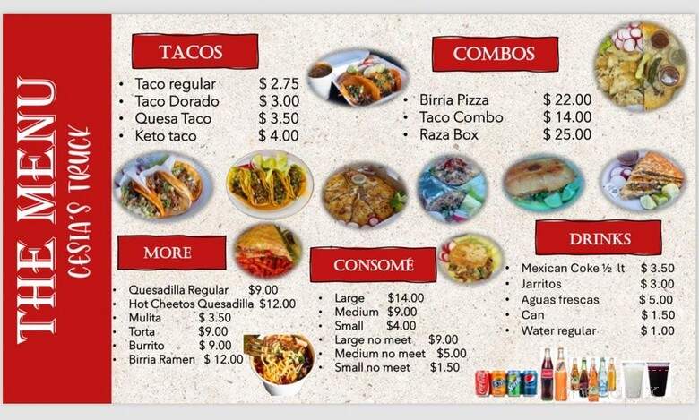 Cesia's Truck - Irvine, CA menu_pic