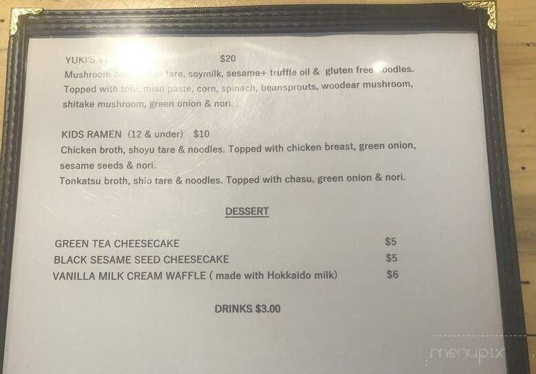 Yuki Ramen Tahoe - South Lake Tahoe, CA menu_pic