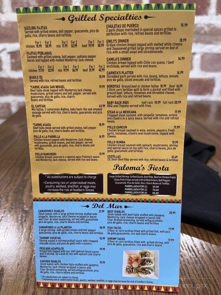 Hacienda Palomas - Livingston, TX menu_pic