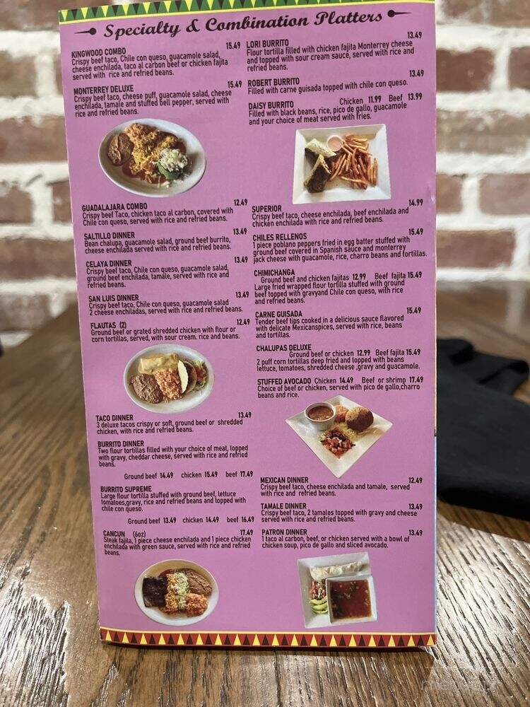 Hacienda Palomas - Livingston, TX menu_pic
