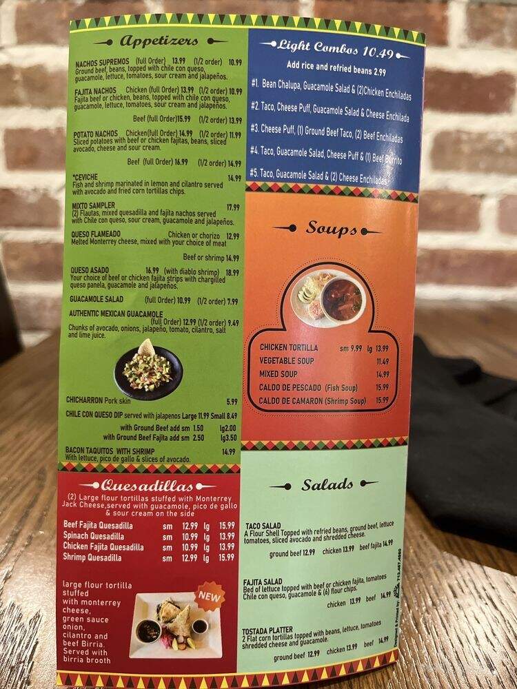 Hacienda Palomas - Livingston, TX menu_pic