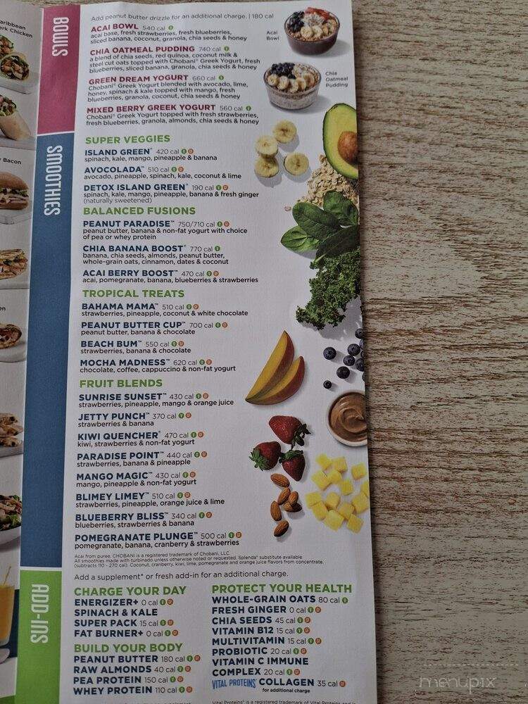 Tropical Smoothie Cafe - Washington, PA menu_pic