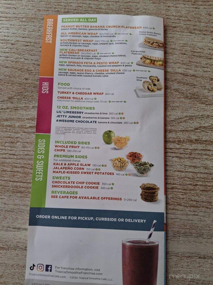 Tropical Smoothie Cafe - Washington, PA menu_pic