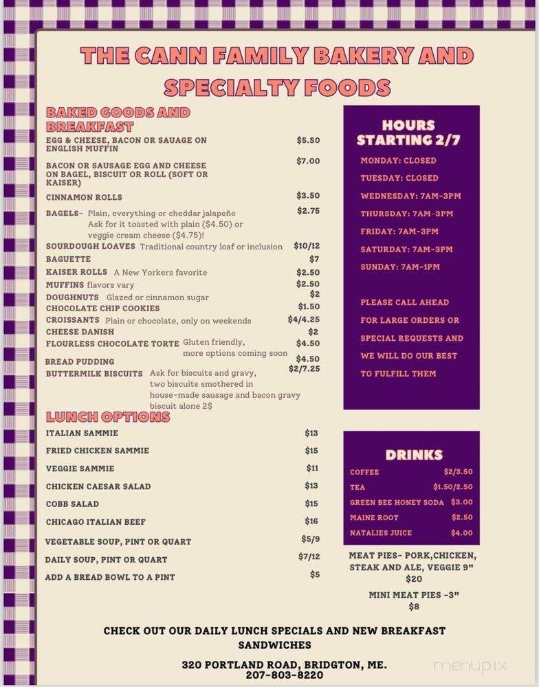 The Cann Family - Bridgton, ME menu_pic