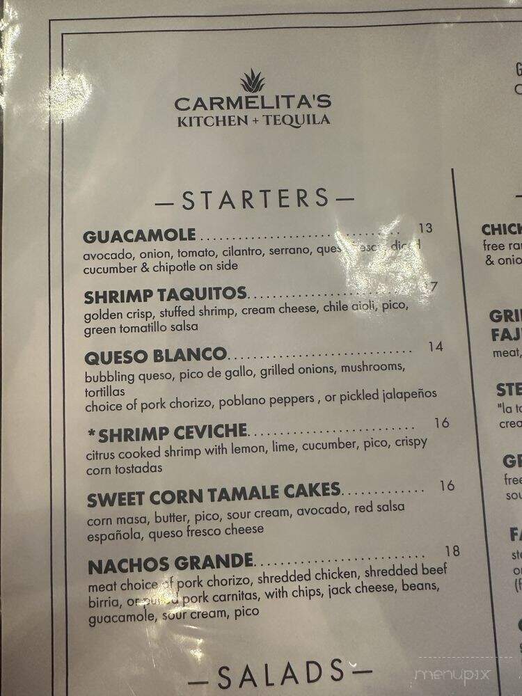 Carmelita's Kitchen + Tequila - Cypress, TX menu_pic