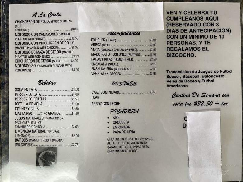 809 Santo Domingo Restaurante - Miami, FL menu_pic