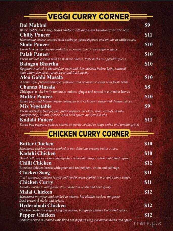 Pabla Curry House - Chilliwack, BC menu_pic