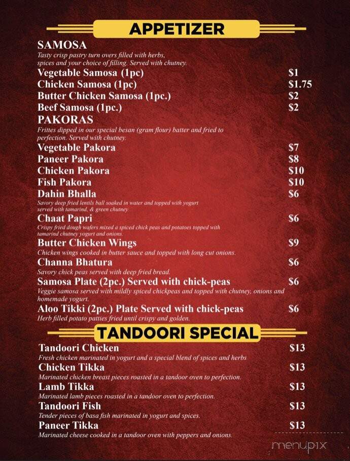 Pabla Curry House - Chilliwack, BC menu_pic