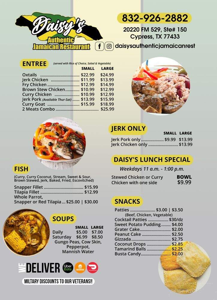 Daisy's Authentic Jamaican Restaurant - Cypress, TX menu_pic