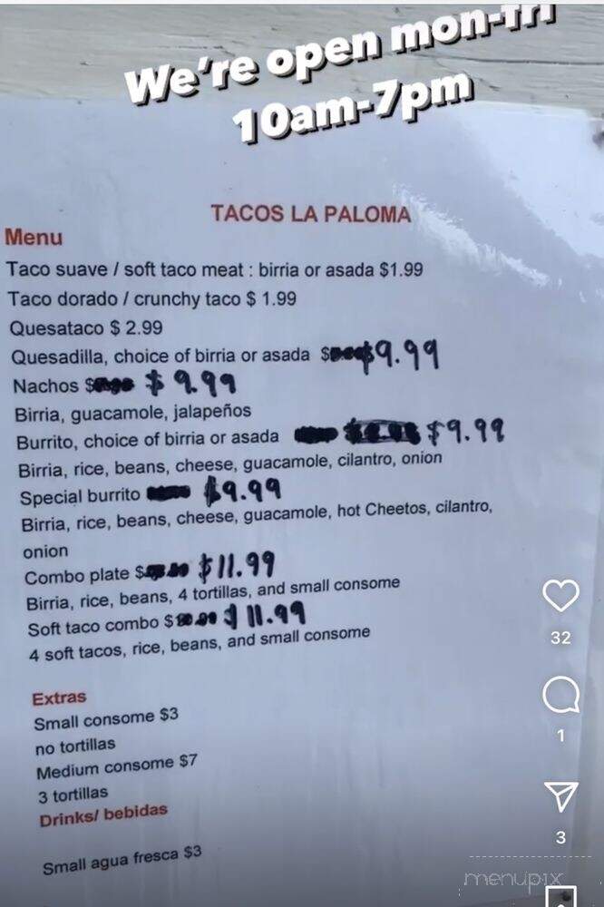 Taqueria La Paloma - Renton, WA menu_pic
