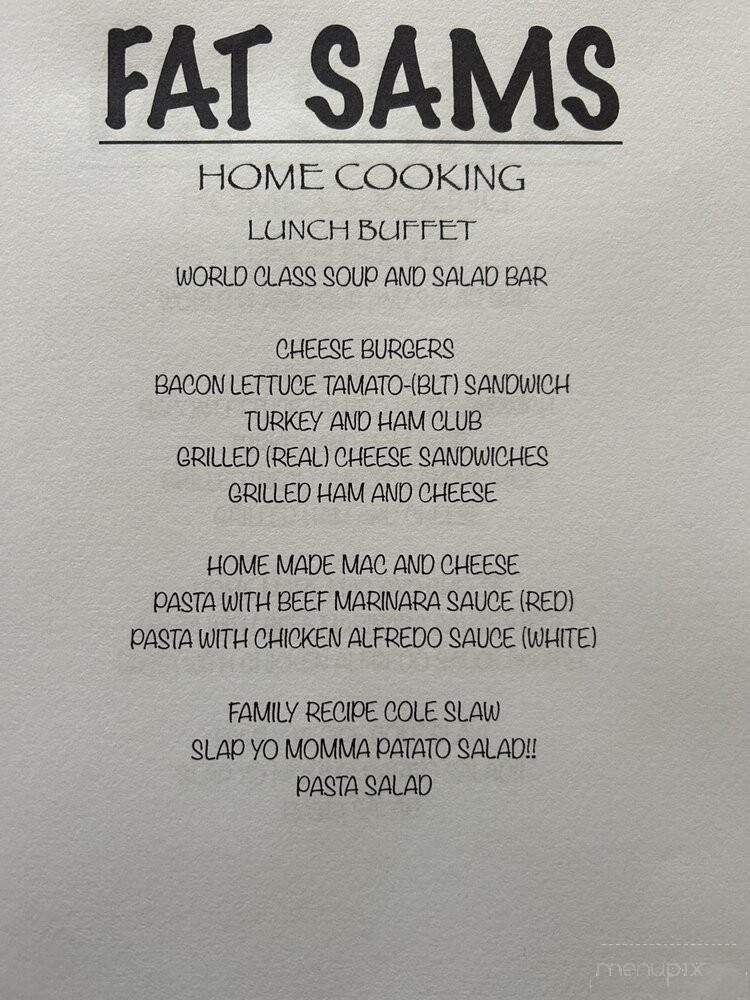 Fat Sams Home Cooking - Keystone, SD menu_pic