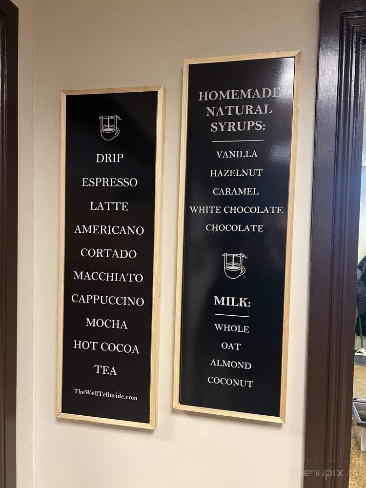 The Well Coffee House - Telluride, CO menu_pic
