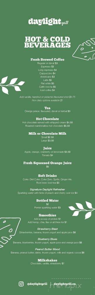 Daylight Grill - Burlington, ON menu_pic