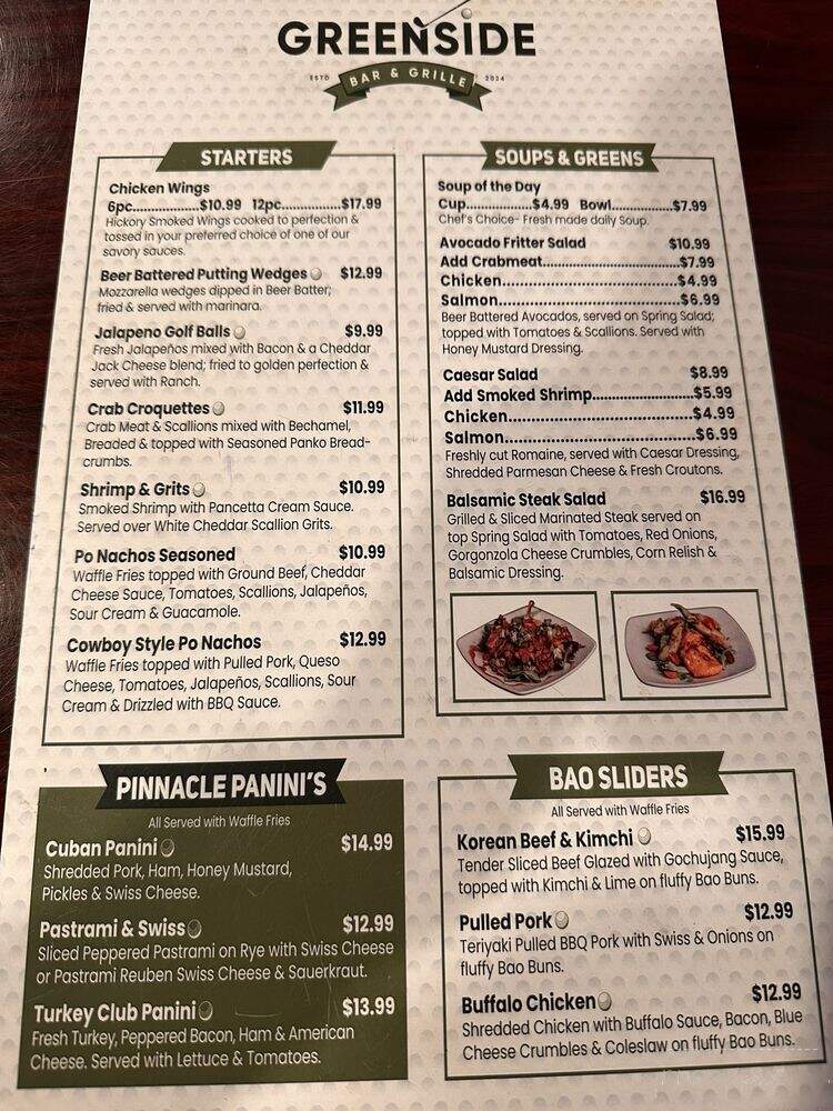 Greenside Bar & Grille - Rincon, GA menu_pic