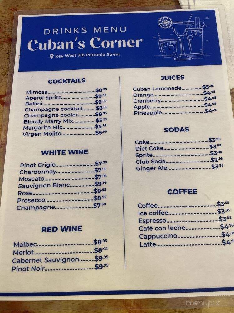 Cuban's Corner - Key West, FL menu_pic